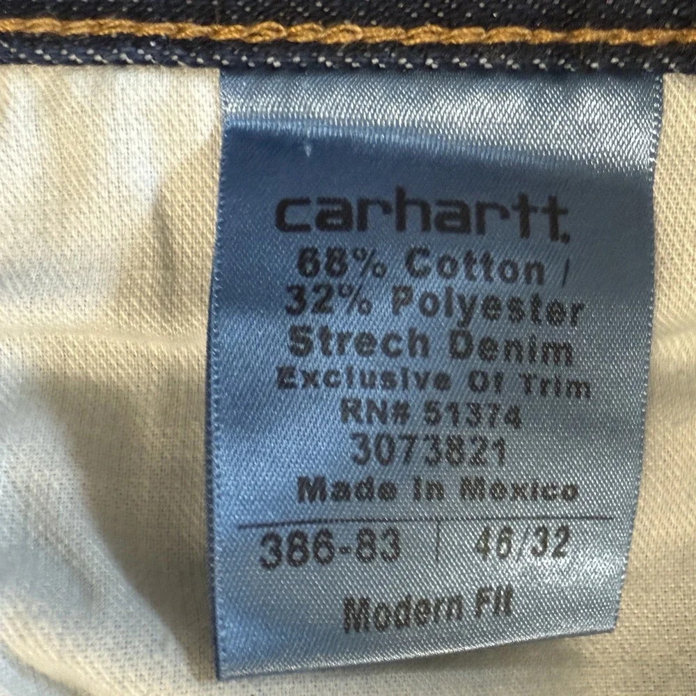 Carhartt Denim Modern Fit Work Jean Mens 46X32‎ Fits 48x33.5 Dark Wash